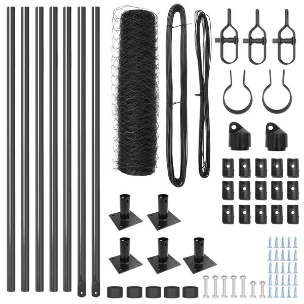 vidaXL Plot s stĺpmi Siv&aacute; 0.6 x 10 m Ocel potiahnut&aacute; PVC
