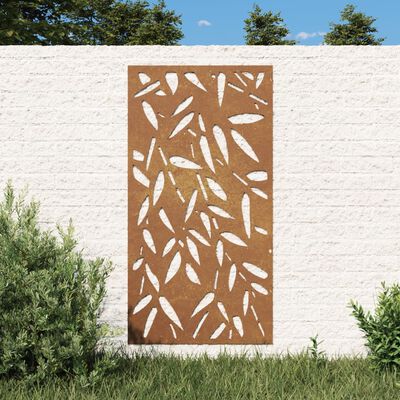 vidaXL Záhradná dekorácia 105x55 cm, cortenová oceľ, bambusové listy