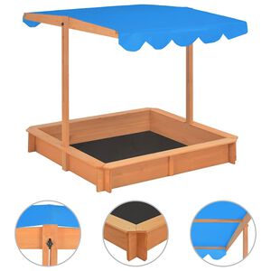 vidaXL Pieskovisko s nastaviteľnou strie&scaron;kou 115x115x115 cm