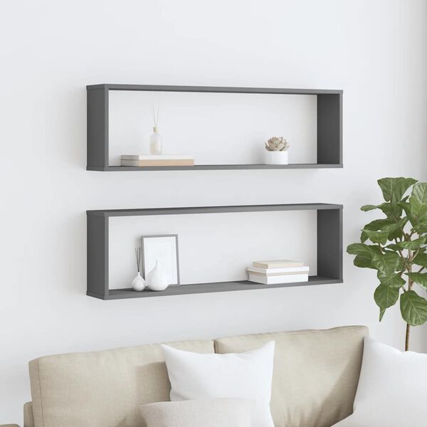 vidaXL N&aacute;stenn&eacute; police 2 ks, siv&eacute; 100x15x30 cm, kompozitn&eacute; drevo