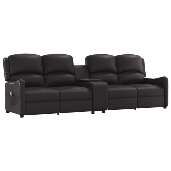 vidaXL 4-miestne sklápacie masážne kreslo+držiaky na poháre, čierne