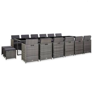 vidaXL 17-dielna vonkaj&scaron;ia jed&aacute;lensk&aacute; s&uacute;prava, polyratan, siv&aacute;