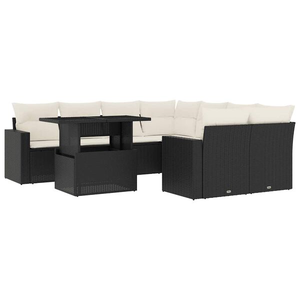 vidaXL 9-dielna z&aacute;hradn&aacute; jed&aacute;lensk&aacute; sada s vank&uacute;&scaron;mi čierna polyratan