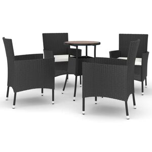 vidaXL 5-dielna z&aacute;hradn&aacute; bistro s&uacute;prava s vank&uacute;&scaron;mi čierna polyratan
