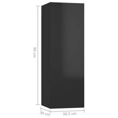 vidaXL TV skrinka, lesklá čierna 30,5x30x90 cm, kompozitné drevo