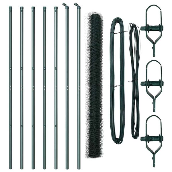 vidaXL Stĺp na plot. Zelen&aacute; 10 x 1,5 m (50 mm pletivo) Ocel a PVC