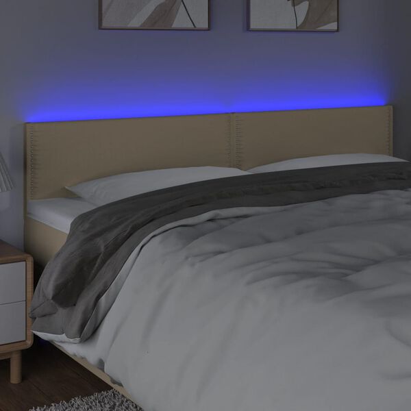 vidaXL Čelo postele s LED kr&eacute;mov&eacute; 160x5x78/88 cm l&aacute;tka
