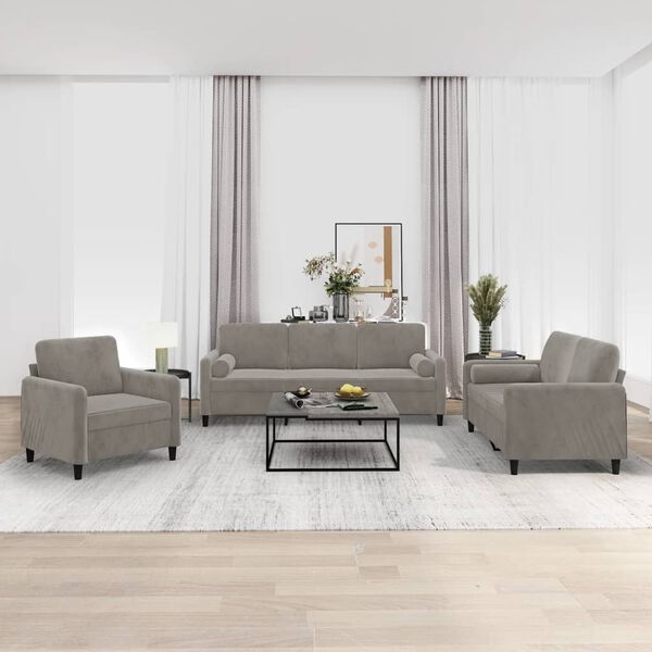 vidaXL 3-dielna sedacia s&uacute;prava s vank&uacute;&scaron;mi bledosiv&aacute; zamat