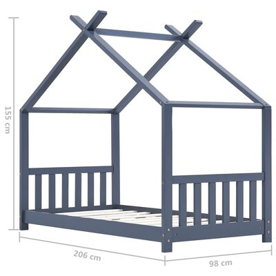 vidaXL Detský posteľný rám sivý 90x200 cm borovicový masív