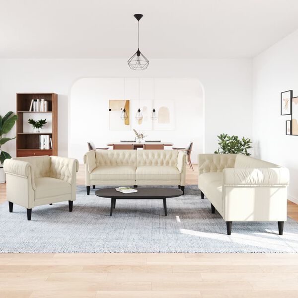 vidaXL 3-dielna sedacia s&uacute;prava kr&eacute;mov&aacute; l&aacute;tka