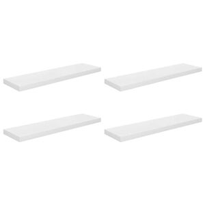 vidaXL Pl&aacute;vaj&uacute;ce n&aacute;stenn&eacute; police 4 ks, leskl&eacute; biele 90x23,5x3,8cm, MDF