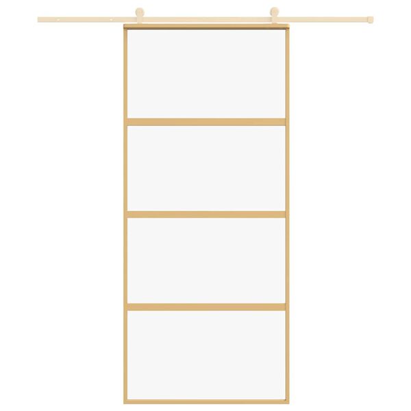 vidaXL Posuvn&eacute; dvere zlat&eacute; 90x205 cm č&iacute;re ESG sklo a hlin&iacute;k