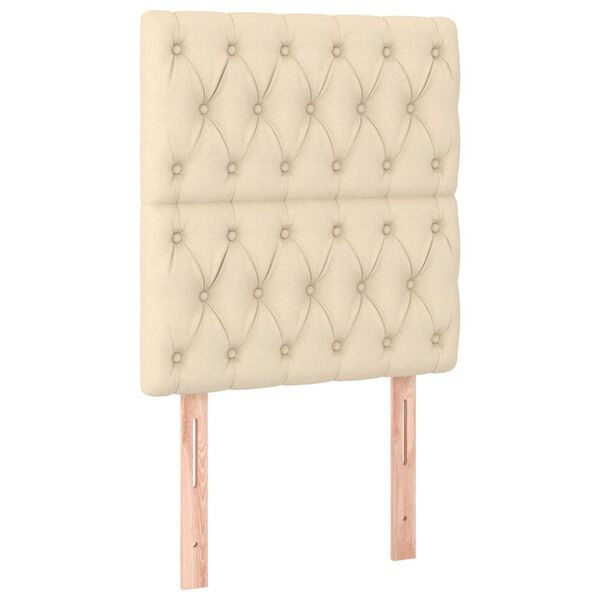 vidaXL Čelo postele s LED krémové 80x7x118/128 cm látka