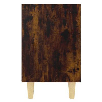 vidaXL Nočný stolík s nohami z masívneho dreva dymový dub 40x30x50 cm