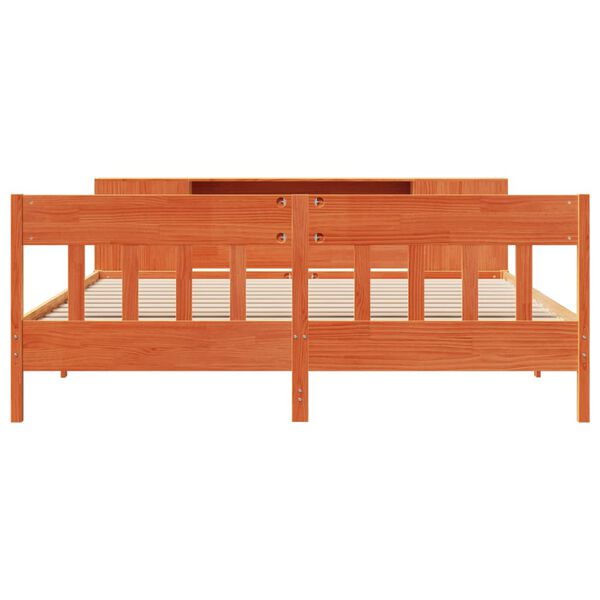 vidaXL Posteľ s knižnicou bez matraca vosková 180x200 cm borovica