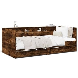 vidaXL V&aacute;ľanda so z&aacute;suvkami bez matraca dymov&yacute; dub 100x200 cm