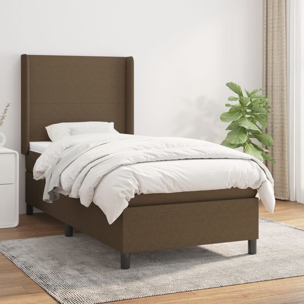 vidaXL Boxspring posteľ s matracom tmavohned&aacute; 100x200 cm l&aacute;tka