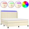 vidaXL Boxspring posteľ s matracom a LED kr&eacute;mov&aacute; 180x200 cm umel&aacute; koža
