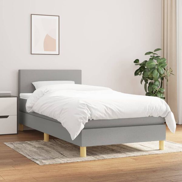 vidaXL Boxspring posteľ s matracom bledosivý 100x200 cm látka