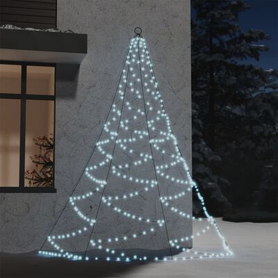vidaXL Nástenný stromček s háčikom 260 LED biely 3 m exteriér/interiér