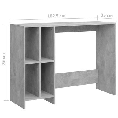 vidaXL Stôl na notebook betónovosivý 102,5x35x75 cm drevotrieska