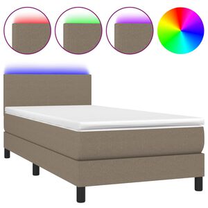 vidaXL Posteľ boxsping s matracom a LED sivohned&aacute; 90x190 cm l&aacute;tka