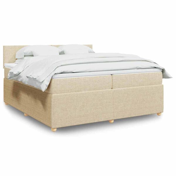 vidaXL Boxspring posteľ s matracom kr&eacute;mov&aacute; 200x200 cm l&aacute;tka