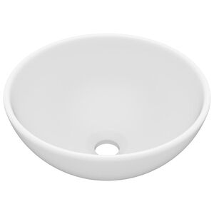 vidaXL Luxusn&eacute; um&yacute;vadlo, okr&uacute;hle, matn&eacute; biele 32,5x14 cm, keramika