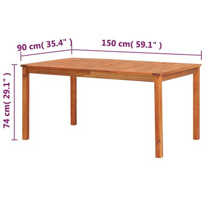 vidaXL Záhradný stôl 150x90x74 cm, akáciový masív