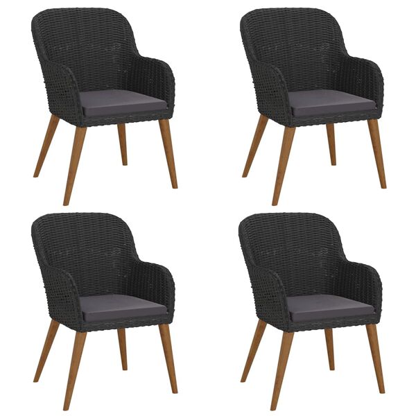 vidaXL 5-dielna záhradná jedálenská súprava s poduškami čierna