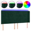 vidaXL Čelo postele s LED tmavozelen&eacute; 163x16x118/128 cm zamat