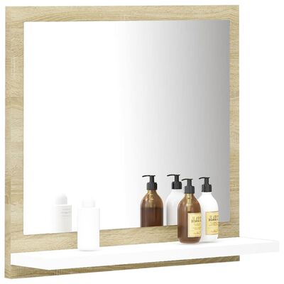 vidaXL Kúpeľňové zrkadlo, biela+sonoma 40x10,5x37 cm, kompozitné drevo