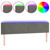 vidaXL Čelo postele s LED tmavosiv&eacute; 200x5x78/88 cm zamat