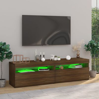 vidaXL TV skrinky s LED svetlami 2 ks hnedý dub 75x35x40 cm