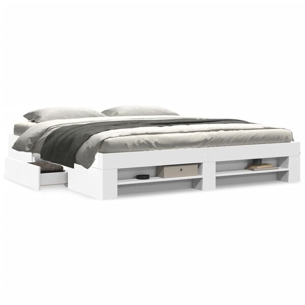 vidaXL Posteľn&yacute; r&aacute;m bez matraca biela 180x200cm kompozitn&eacute; drevo