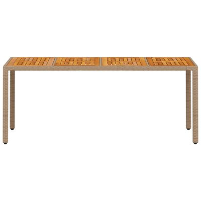 vidaXL Záhradný stôl béžový 190x90x75 cm polyratan akáciové drevo