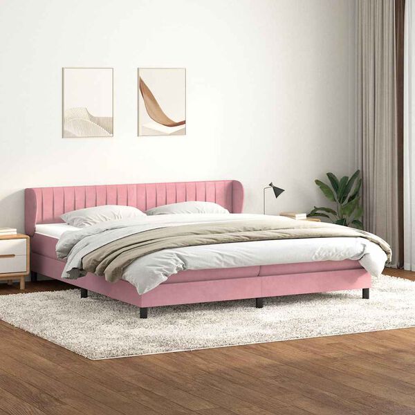 vidaXL Box Spring Posteľ s matracmi Ružov&aacute; 180x210 cm Zamat