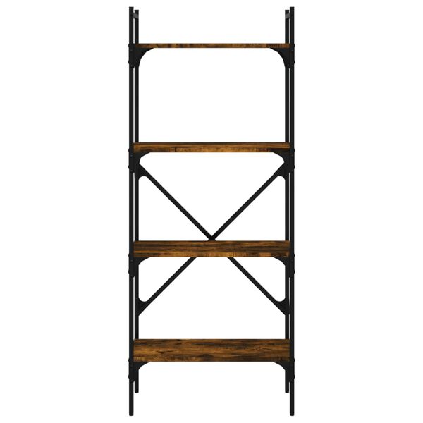 vidaXL Knižnica 4 poschodová dymový dub 56x31,5x138,5 cm kompoz. drevo