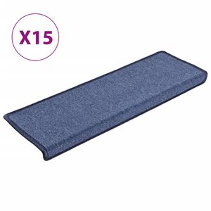 vidaXL Schodov&eacute; rohože 15 ks 65x21x4 cm modr&eacute; s obdĺžnikov&yacute;m okrajom