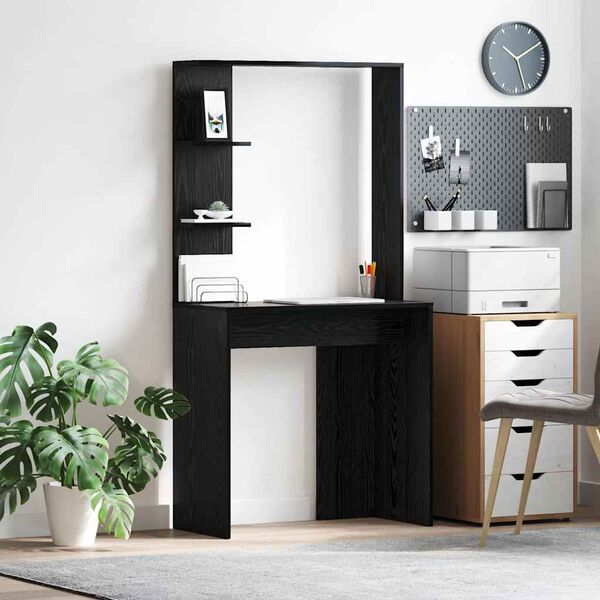 vidaXL Stôl Čierny dub 78,5 x 37 x 154,5 cm Kompozitné drevo