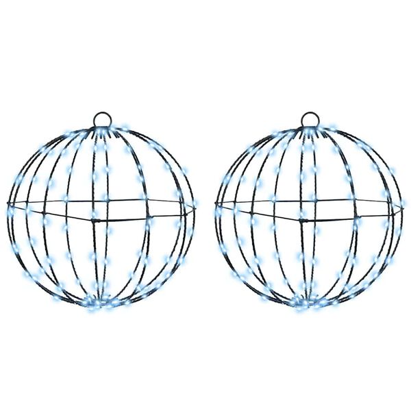 vidaXL Lopta s 192 LED-i 2 pcs Studen&aacute; biela 31,5 x 31,5 x 32 cm Kov