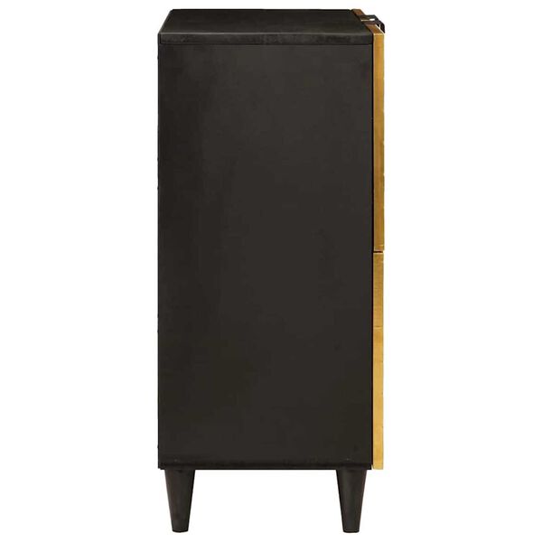 vidaXL Bočná skrinka Čierna a zlatá 60 x 33,5 x 75 cm mangový masív