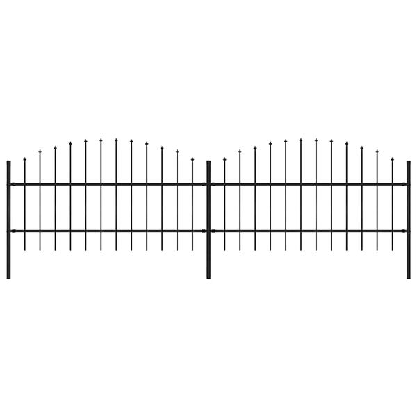 vidaXL Záhradný plot s vrchnou časťou z ocele 359x100 cm čierny