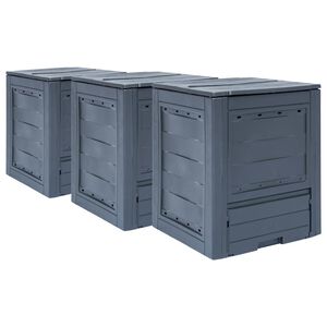 vidaXL Z&aacute;hradn&eacute; kompost&eacute;ry 3 ks siv&eacute; 60x60x73 cm 780 l