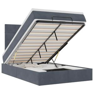 VidaXL osmansk&aacute; posteľ s matracmi a LED di&oacute;dami tmavosiv&aacute; zamatov&aacute;