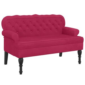 vidaXL Lavička s operadlom v&iacute;novo červen&aacute; 119,5x64,5x75 cm zamat