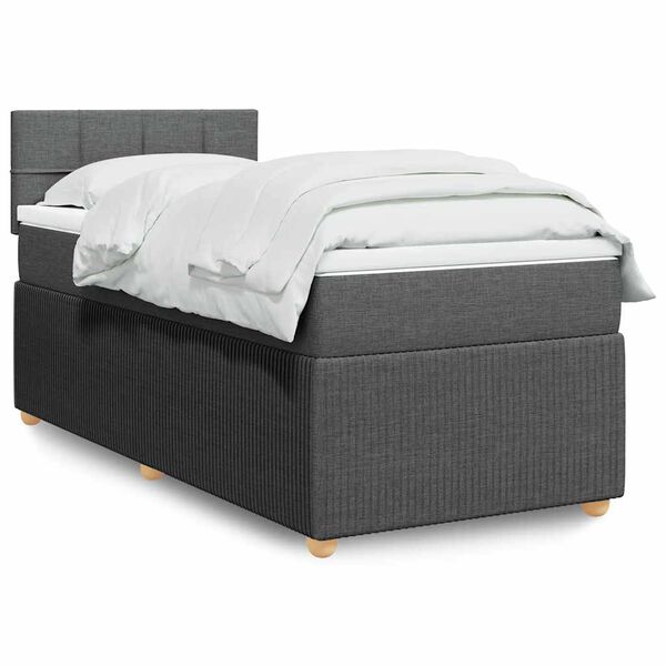 vidaXL Boxspring posteľ s matracom tmavosiv&aacute; 100x200 cm l&aacute;tka