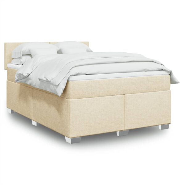 vidaXL Boxspring posteľ s matracom kr&eacute;mov&yacute; 140x190 cm l&aacute;tka