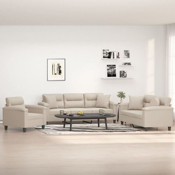 vidaXL 3-dielna sedacia s&uacute;prava s vank&uacute;&scaron;mi kr&eacute;mov&aacute; mikrovl&aacute;kno