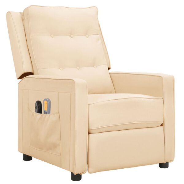 vidaXL Elektrické masážne kreslo krémové látkové